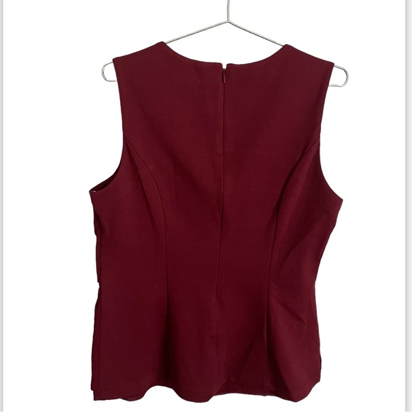 BROOKE SHIELDS Timeless Asymmetrical Faux Leather Drape Front Top Blouse - Picture 7 of 7